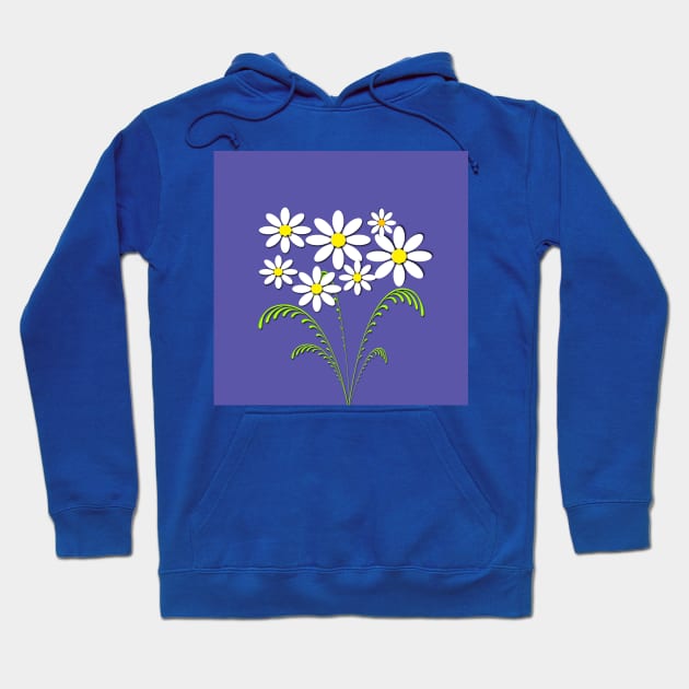 White flowers on blue Hoodie by ikshvaku